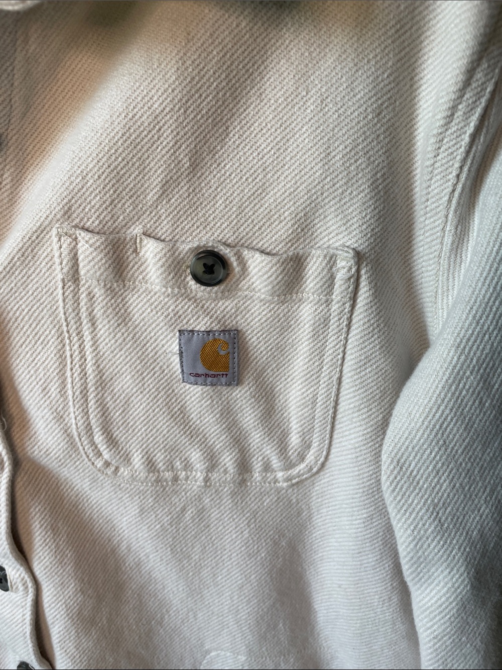 Carhartt  Women's Size Large Cream Button-Front Shirt  Jacket Twill - Picture 3 of 7